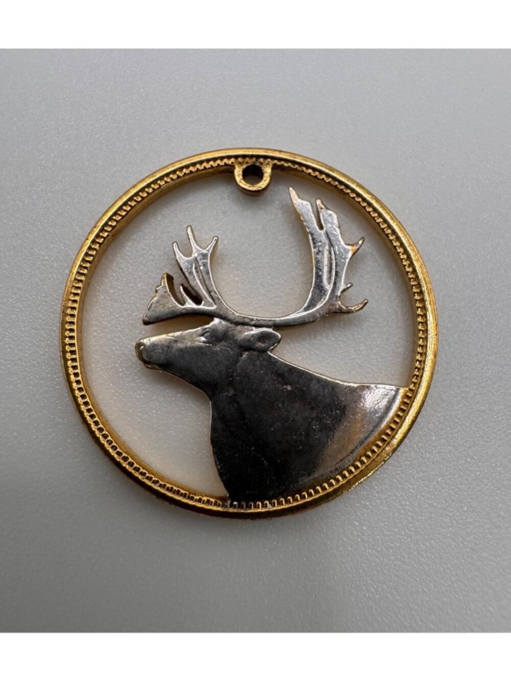Hand Cut Canadian Coin Pendant Vintage Deer Caribou Hobo Coin Charm